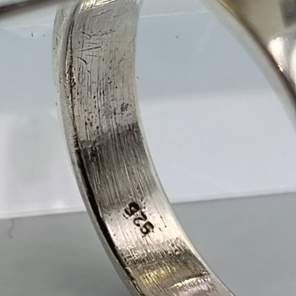 Sterling Silver 925 Amethyst Citrine Statement Oval Shield Shape Ring Sz 8 - Picture 15 of 16